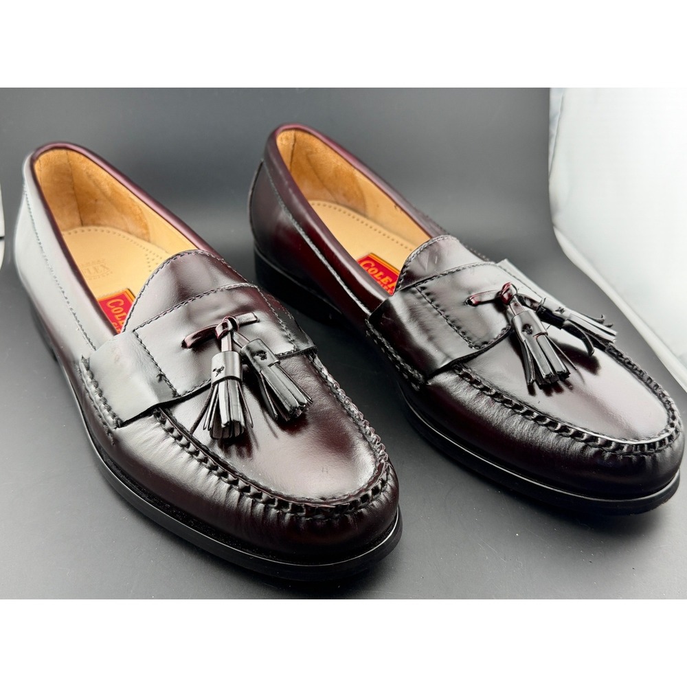 Cole Haan City Memory Flex-Leather Tassel Loafers, Burgundy, 3507, Mens 11 C